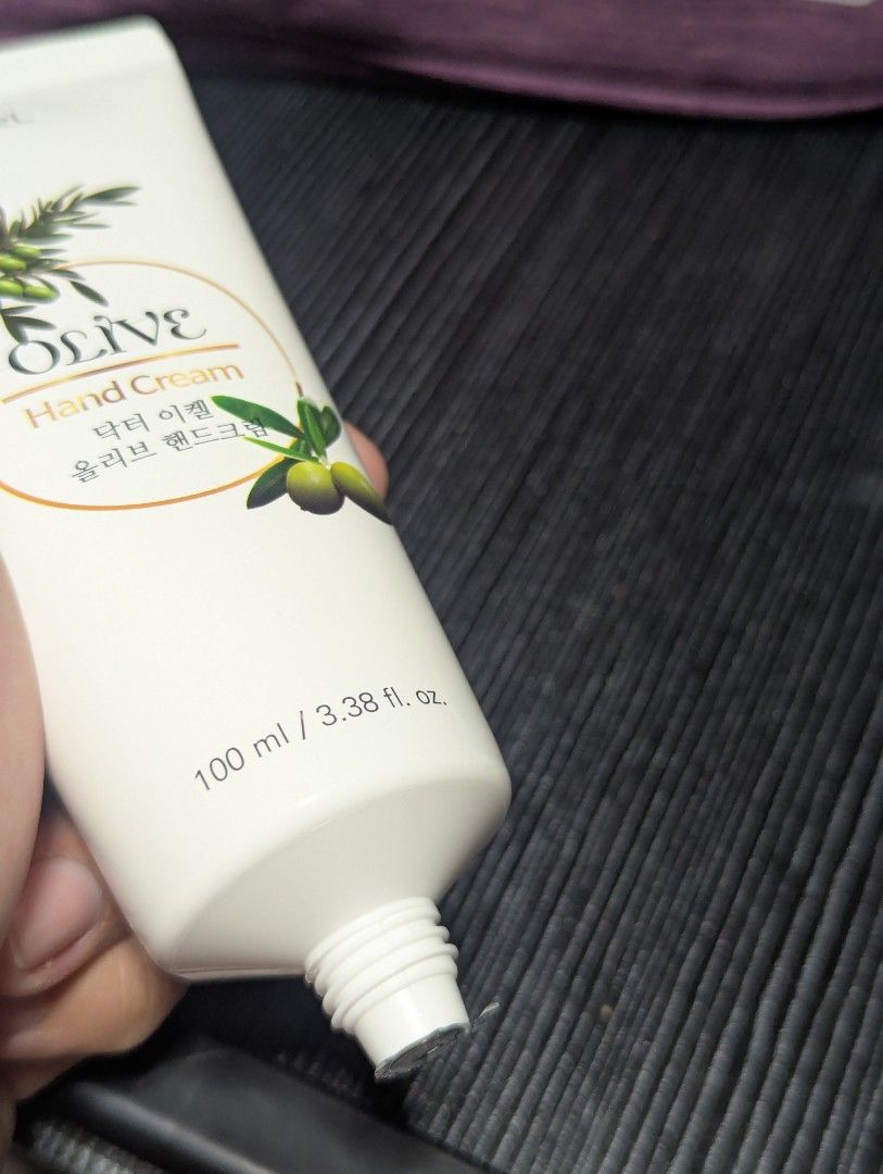 Dr. Ekel Olive Hand Cream 100ml made in Korea (Category: Hands & Nails) located in Malabon City. Submitted by ph_ohkaye (Listing ID 1446454985, Image 3). Description: - Dr. Ekel Olive Hand Cream - Enriched with Olive Extract - Deeply moisturizes and nourishes hands - Ideal for dry skin - Size: 100 ml / 3.38 fl. oz. - Proudly Made in Korea expiration date January 4 2029.