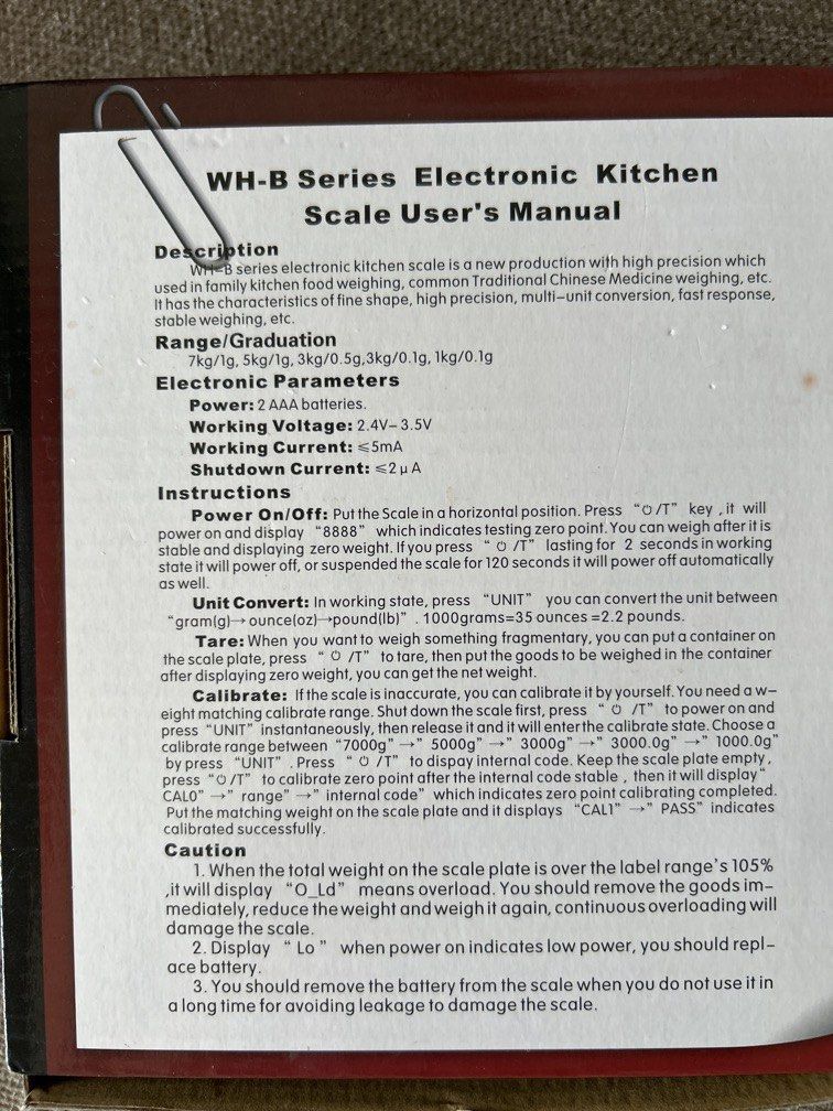 Electronic Kitchen Scale (Category: Bakeware) located in Singapore. Submitted by gingeryong (Listing ID 1446359747, Image 2). Description: Bought $16.90 Hv 2 so sell away one .