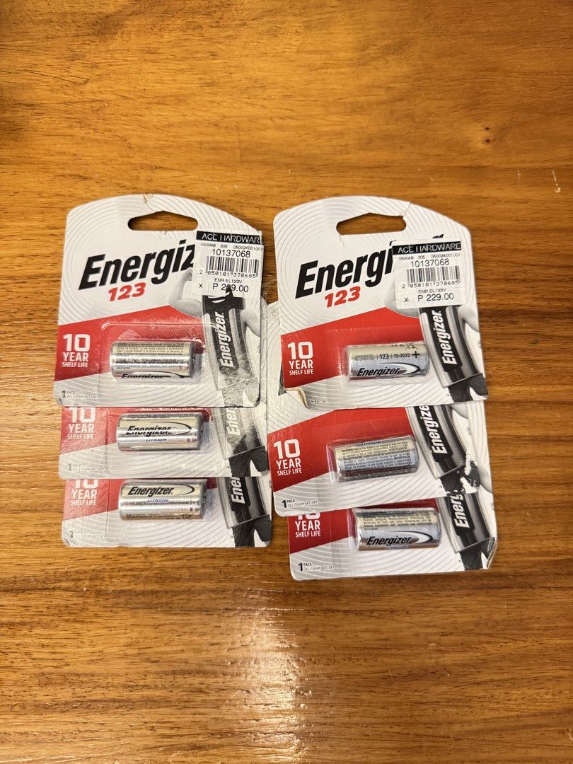 Energizer 3V Lithium Batteries (6 Packs) (Category: Other Accessories) located in Quezon City. Submitted by akestrella (Listing ID 1446430202, Image 1). Description: - 6 packs of Energizer 123 3V lithium batteries - 10-year shelf life - Ideal for cameras and other electronic devices.