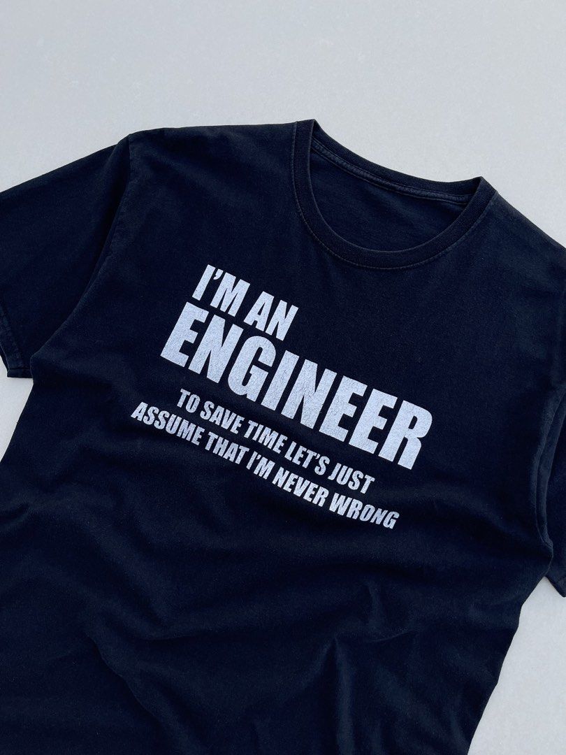 Engineer Statement tee shirt (Category: Tshirts & Polo Shirts ) located in Santa Rosa. Submitted by arvintage.ph (Listing ID 1446429017, Image 3). Description: Tagged: fits Large-XL Width 21.5” | Length 31” Condition: Good Issue(s): Hairline crackprint.