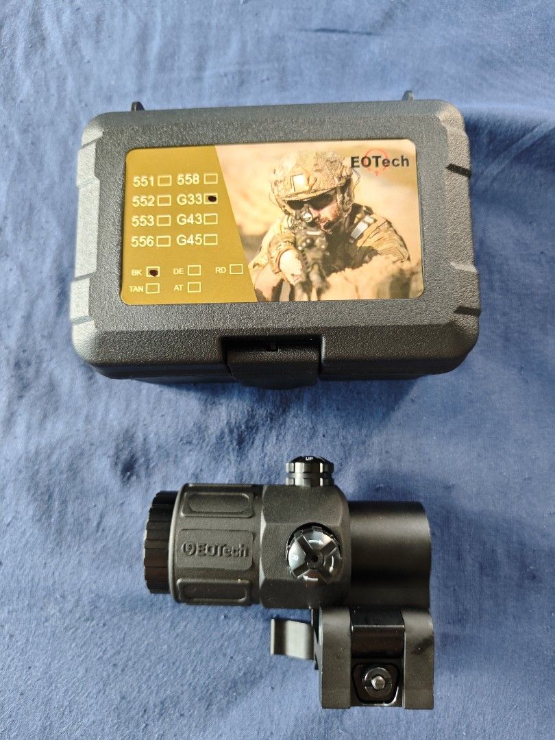 EOTech Red Dot Sight with Case (Category: Hiking & Camping) located in Quezon City. Submitted by j.c.declutter (Listing ID 1446413708, Image 3). Description: - EOTech G33 3x Magnifier - Includes hard case - Great for airsoft or similar applications - Feel free to ask questions.