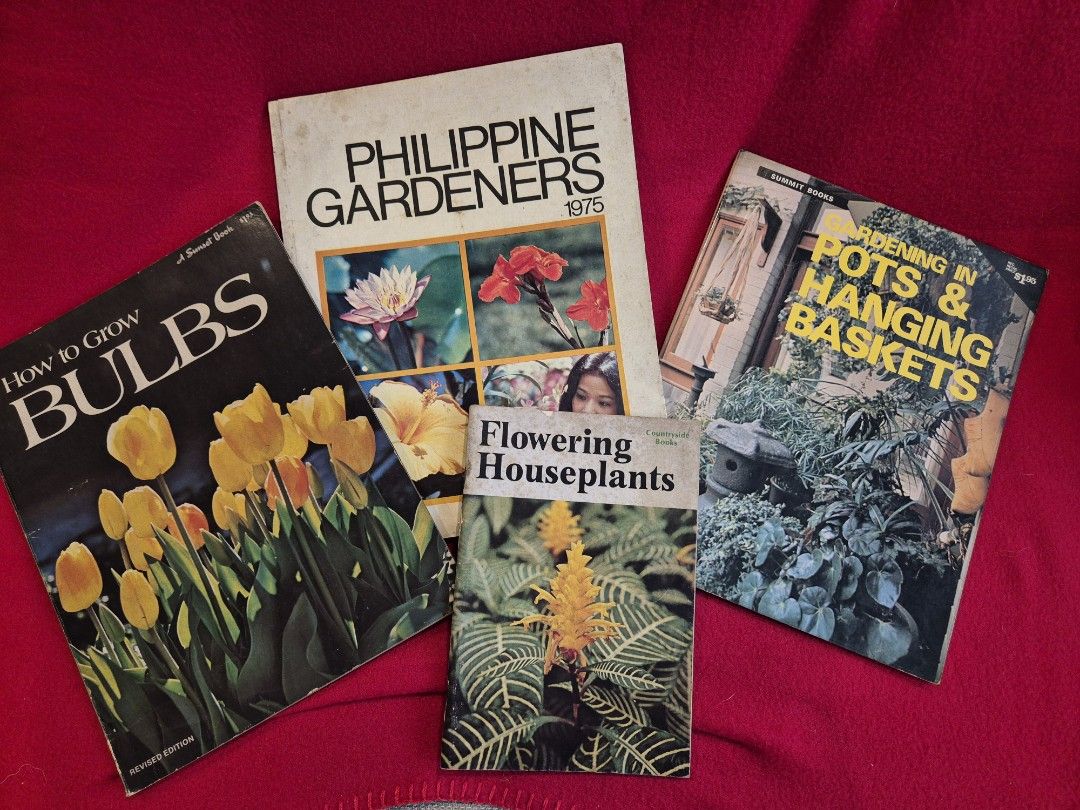 Gardening books (Category: Storybooks) located in Makati City. Submitted by maydeleo1 (Listing ID 1446407681, Image 1). Description: Gardening books take all for Php300 1. Philippine Gardeners 2. Gardening in pots & hanging baskets 3. How to Grow Bulbs 4. Flowering Houseplants Pre-loved RFS - decluttering.