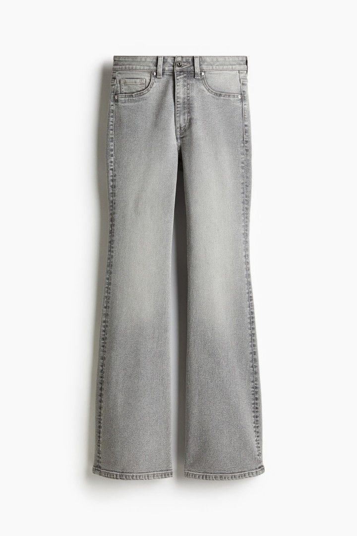 H&M Flated High Jeans Jeans (Category: Jeans) located in Manila. Submitted by _mlb94 (Listing ID 1446481916, Image 1). Description: H&M Flared High Jeans - Grey flared jeans - Washed-out denim look - Zipper and button - Ideal for casual outfits Used once. Decluttering. ₱300.