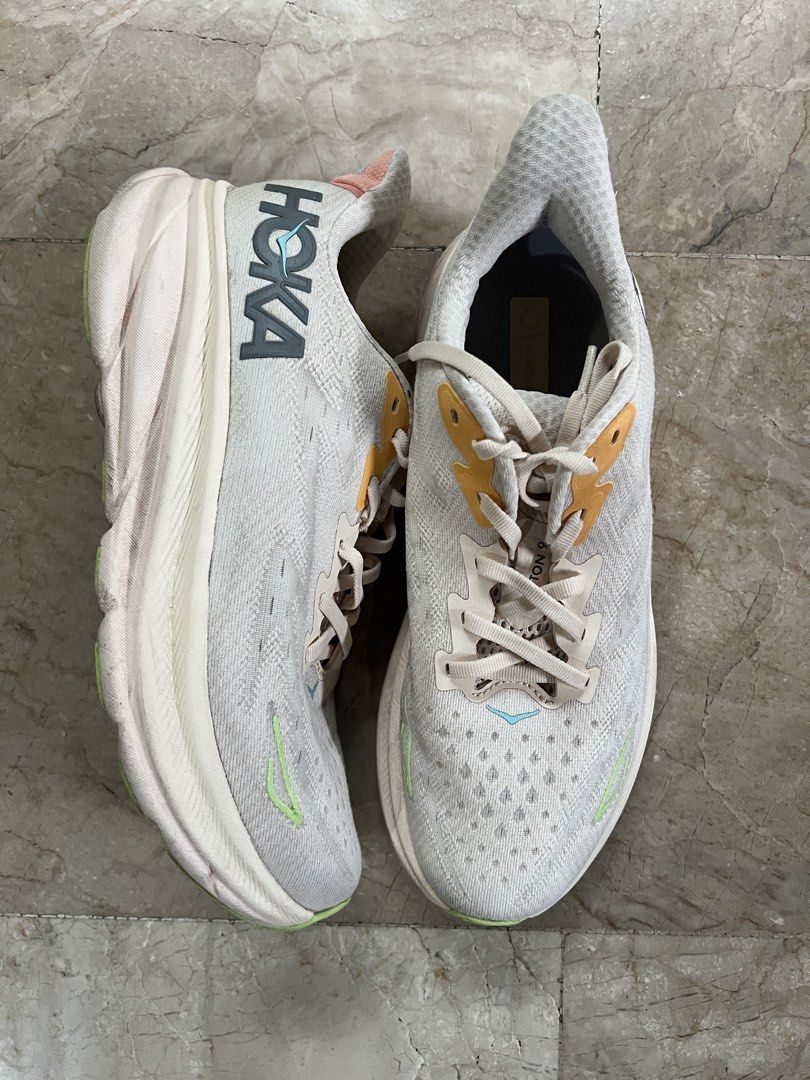 Hoka Clifton 9 (Category: Sneakers) located in Bacolod City. Submitted by chikiverd (Listing ID 1446359320, Image 3). Description: - Brand: Hoka - Model: Clifton 9 - Size: Women's US9 - Color: Vanilla Astral - Ideal for: Everyday runs and walks - rarely used, Hoka shoes are not a fit for my feet .