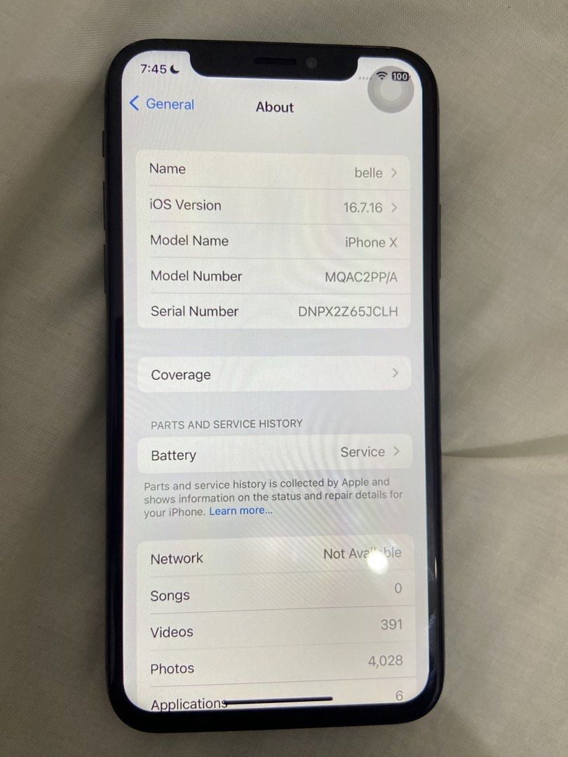IP X SERIES (Category: iPhone X Series) located in Manila. Submitted by _mriaemlga (Listing ID 1446467457, Image 2). Description: ip x in black, 64GB (just need battery replacement) available all network (wifi + cellular data) 📌lcd replacement (but still in good condition) - With original box - With 2 cases - With cable - Wisken Tempered Glass Installed - Minor issue: micro dents on side as shown in the pictures ps: not available for meet up PM 