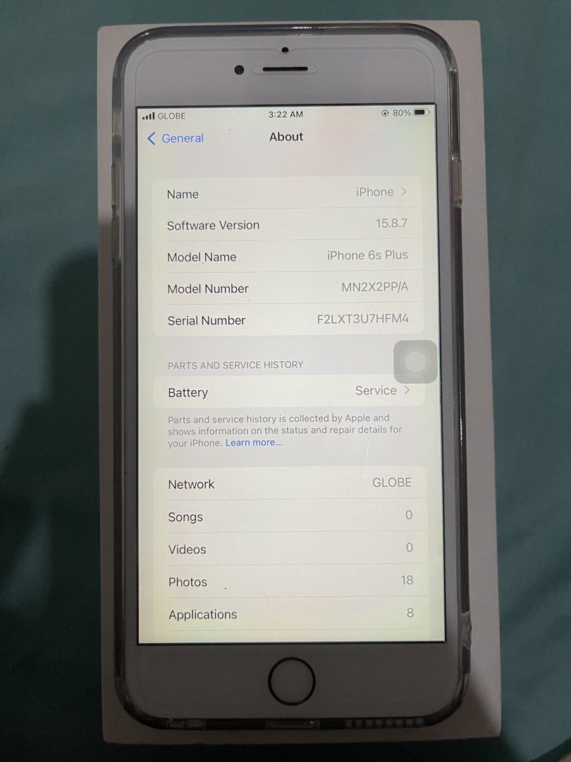 iPhone 6s Plus 32gb (Category: iPhone 6 Series) located in Manila. Submitted by eltonkertj08602 (Listing ID 1446442607, Image 3). Description: iPhone 6s Plus 32gb 32gb Fingerprint working Malinaw camera Makinis Anysim Pwede reset 75% bh Issue ❌ -No wifi/Bluetooth -Medyo yellowish gilid ng screen (hindi halata) With case, original box and naka tempered na. No charger 1500 nalang QC, Balintawak area.