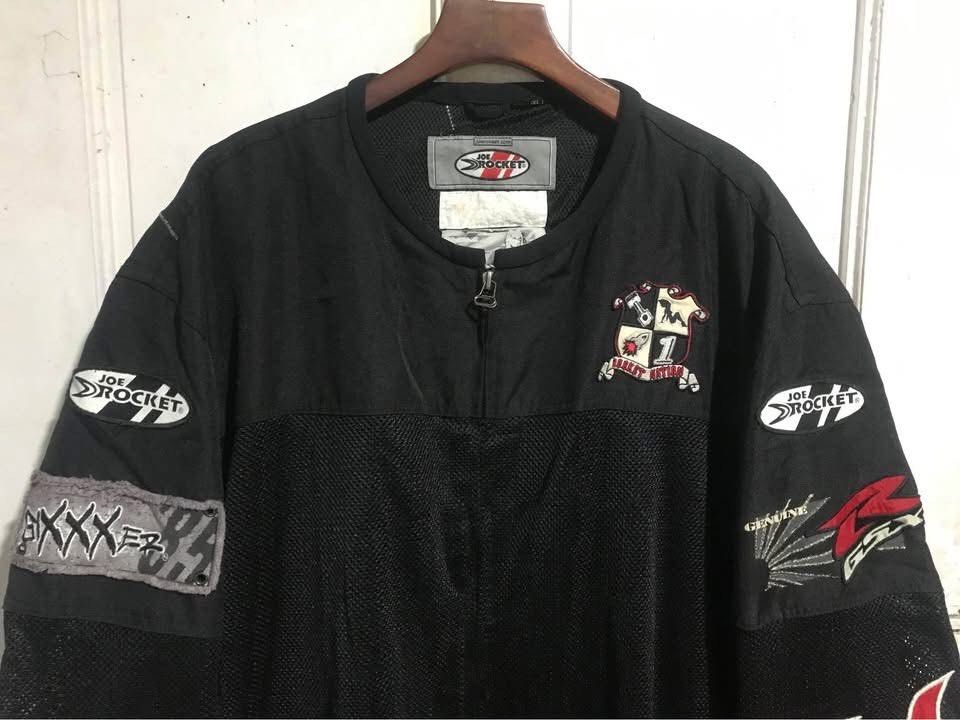 Joe Rocket Motorcycle Jacket... Size XXL (Category: Coats, Jackets and Outerwear) located in Dasmarinas. Submitted by shuranotoki (Listing ID 1446489996, Image 3). Description: - Black Joe Rocket motorcycle jacket - Red flame accents - Mesh panels for ventilation - Features various patches and logos - Zipper closure - Great for riding - Please check photos for condition details....Width 32 Length 34 Sleeve 27.