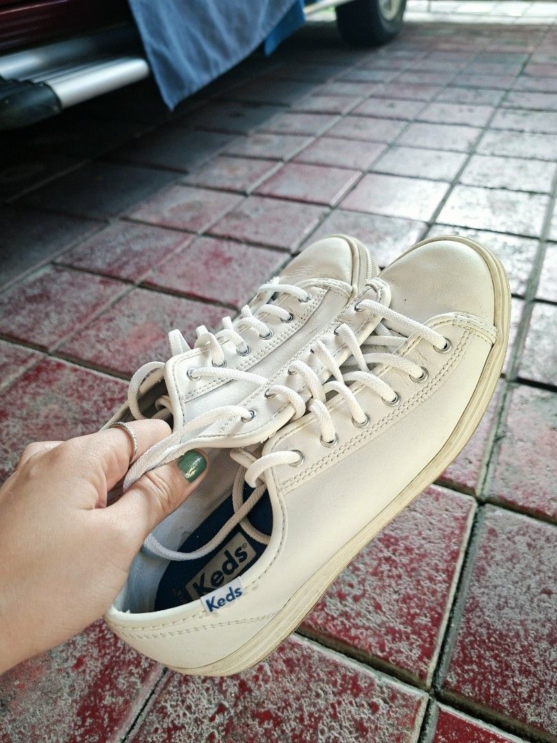 Keds White Leather Lace-Up Sneakers (Category: Sneakers) located in Cavite. Submitted by gette17 (Listing ID 1446535075, Image 2). Description: - Classic white Keds sneakers - Lace-up style - Comfortable for everyday wear - Keds logo on heel and insole - Versatile for casual outfits - Pre-loved - Delivery fee (shouldered by the buyer) .