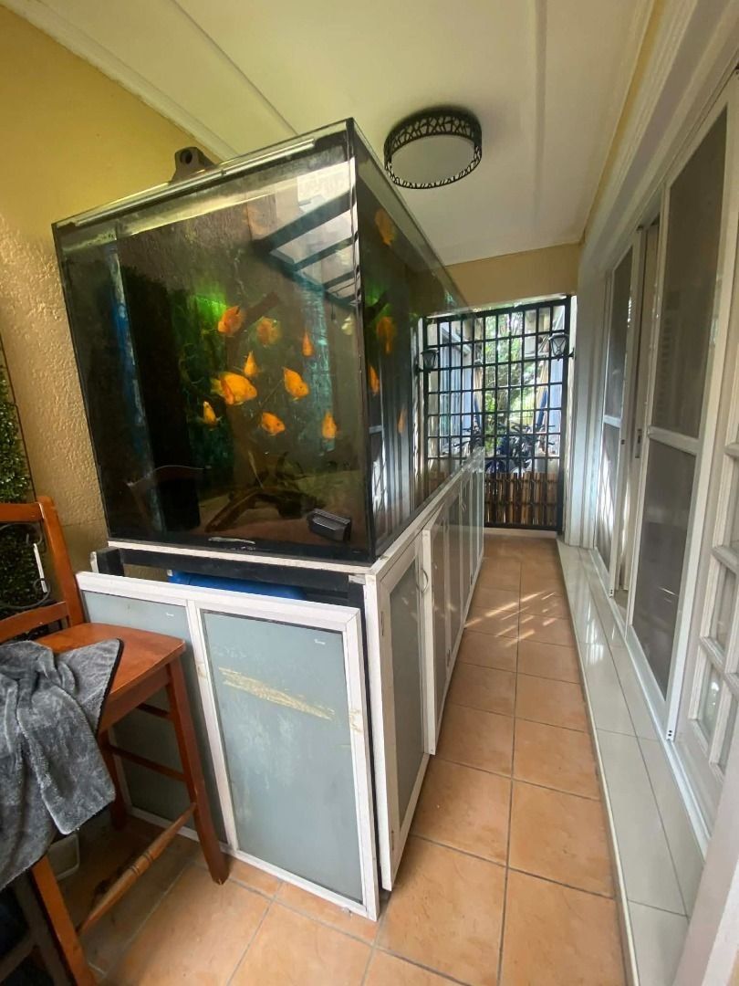 Large Aquarium with Cabinet Stand and Fish (Category: Homes & Other Pet Accessories) located in Makati City. Submitted by indigo28 (Listing ID 1446479456, Image 2). Description: Large Premium Aquarium Setup for Sale – Complete with Fish & Equipment Selling our large aquarium setup, including everything shown in the photos. Details: • Dimensions: 8 ft (L) × 3.2 ft (W) × 5.2 ft (H) • Comes with sturdy cabinet base with elegant frosted glass doors •