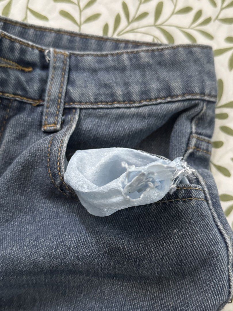 light wash denim shorts jorts (Category: Shorts) located in Bacoor. Submitted by ukhayz (Listing ID 1446435899, Image 3). Description: light wash denim mid waist jorts from orange app flaws: small hole in pocket, don’t put small items inside waist: 28 length: 18 mop: gcash / bdo.