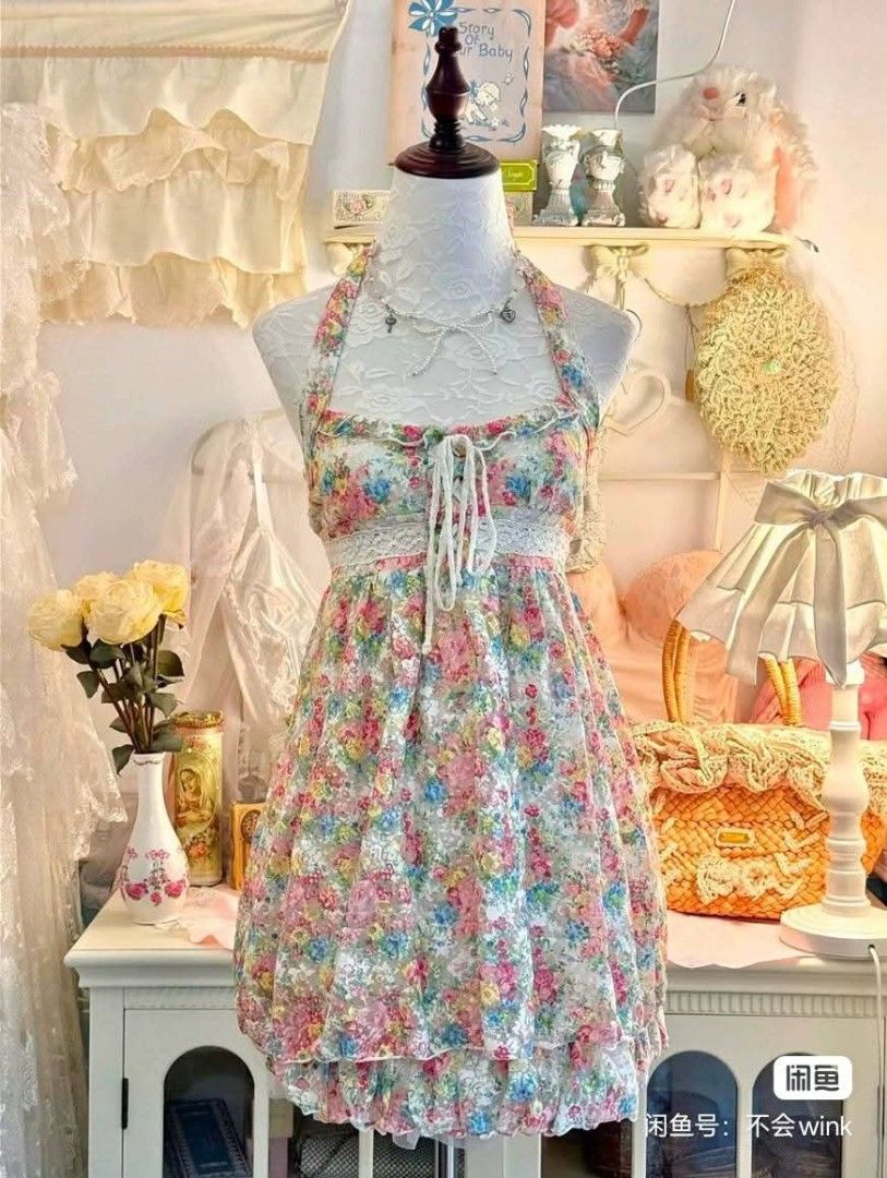 Liz Lisa Floral Lace Multicolor Halter Dress Brukat Shabby Vintage Rare (Kategori: Gaun & Rok) berada di Kuta. Dikirim oleh mathildacloset (ID iklan 1446481770, Gambar 2). Deskripsi: .