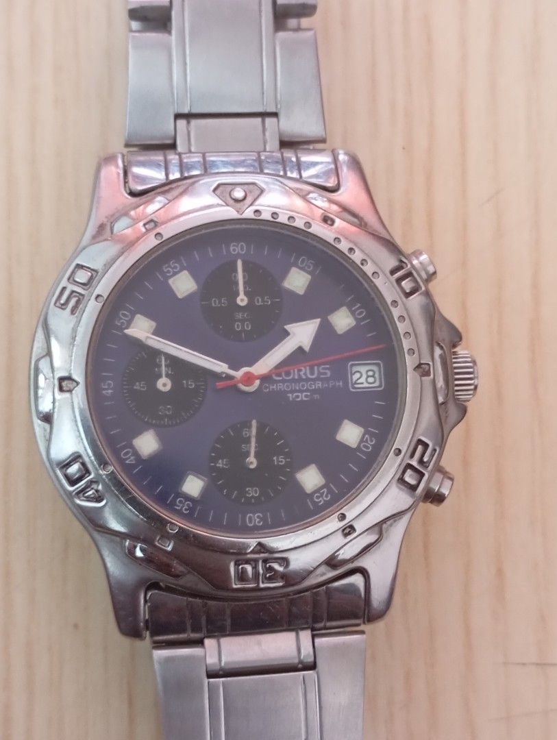 Lorus chronograph (Category: Men's Watches) located in Las Pinas. Submitted by quick_deals_great_finds2 (Listing ID 1446392770, Image 1). Description: Original good working condition Quartz chronograph with battery Fully functional dials buttons 38mm fits wrist 6.8 inches.