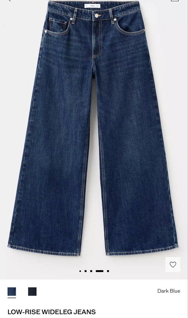 Mango Low-Rise Wideleg Jeans - Dark Blue (Category: Jeans) located in Quezon City. Submitted by _daynes (Listing ID 1446478325, Image 1). Description: Rfs: wrong size (too big) Bought from the Mango App Size: 36.