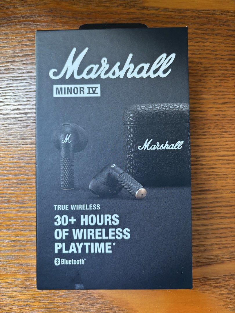 Marshall Minor IV True Wireless Earbuds (Category: Earphones) located in Makati City. Submitted by leanne_jl1234 (Listing ID 1446388068, Image 1). Description: - Brand new, still sealed inside box - Purchased Jan ‘26 - Over 30 hours of wireless playtime - Signature Marshall sound - Ergonomic and comfortable fit - Easy pair and play functionality - Ready for Bluetooth LE audio - App compatible.