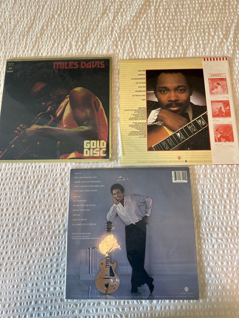 Miles Davis & 2 George Benson Vinyl Records Collection (Category: Vinyls) located in Manila. Submitted by el_decluttering (Listing ID 1446421577, Image 2). Description: 1200 per piece - Jazz Vinyl Collection for Sale - Featuring Miles Davis: 'Gold Disc' - Including George Benson: 'Give Me The Night' - Also George Benson: 'In Your Eyes' - All records are in protective sleeves - Ideal for any jazz enthusiast's collection Location: MAKATI.