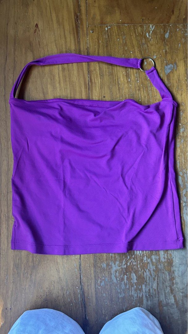 MNG Purple Halter Neck Top Size S-M (Category: Sleeveless) located in Manila. Submitted by inday.553 (Listing ID 1446447880, Image 1). Description: — fits small to medium! — bought from an ukay ig shop, but never worn personally. — you can change strapping and wear it multiple ways!!! — pink but looks purple-ish on photo (see last pic for most accurate pic of color).