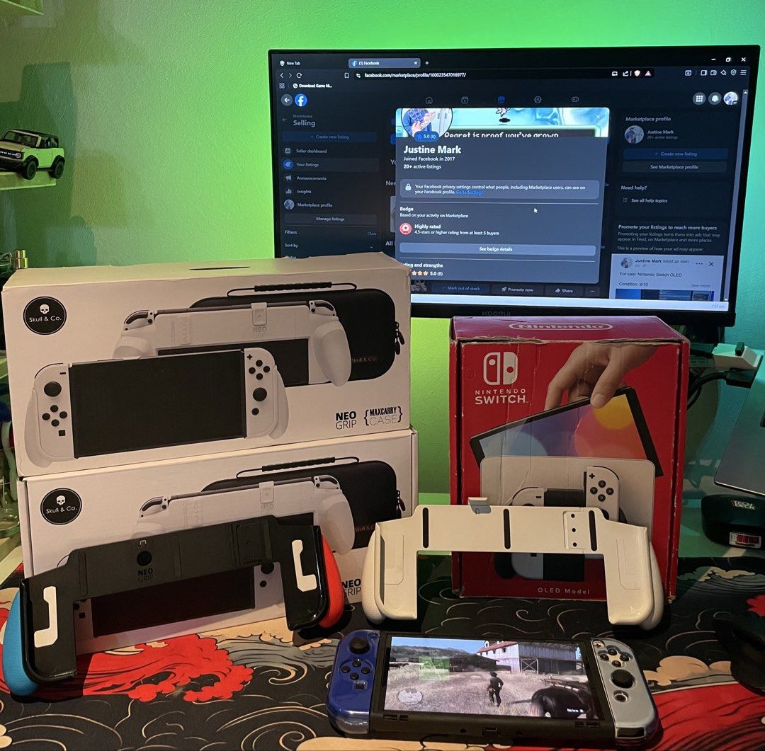 Nintendo switch Oled JB dual boot 256 GB (Category: Nintendo) located in Manila. Submitted by juszt (Listing ID 1446378506, Image 2). Description: Nintendo Switch OLED white JB dual boot 256GB 📲Condition: -no scratches sa screen, may mga scratches and paint flaw sa body (pm for more pics) -Right joycon is a Replacement but with an original nintendo joycon (Blue) -no drifting -no dead pixels -box is in beaters condition 5/10 📦Inclusions: Nintend
