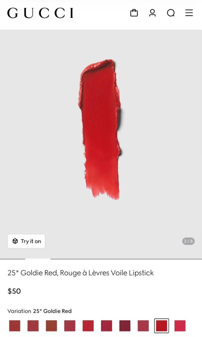 GUCCI Rouge a Levres Voile Lipstick (Category: Makeup) located in Quezon City. Submitted by declutteritemsxx (Listing ID 1446522272, Image 3). Description: no box shade: GOLDIE RED.