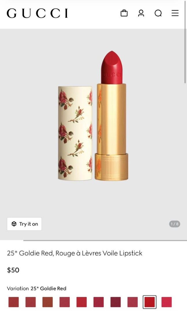 GUCCI Rouge a Levres Voile Lipstick (Category: Makeup) located in Quezon City. Submitted by declutteritemsxx (Listing ID 1446522272, Image 2). Description: no box shade: GOLDIE RED.