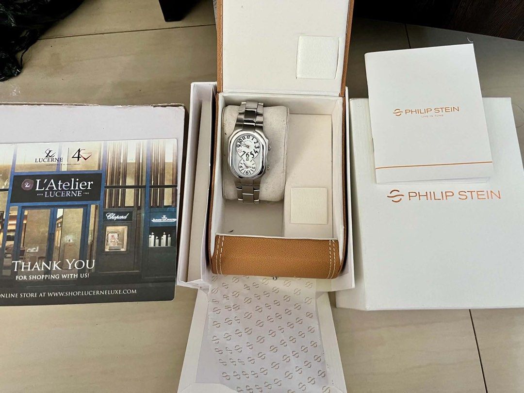 Philip Stein Signature Series (Category: Luxury Watches) located in Paranaque City. Submitted by otvgreatness (Listing ID 1446530792, Image 2). Description: Philip Stein Signature Series 2-MOPGR Movement Type: Quartz Strap Attachment: Interchangeable Water Resistant: 30 Meters Case Size: 50mm Condition: Rarely used. W/ International Warranty Card P 25,000.00.