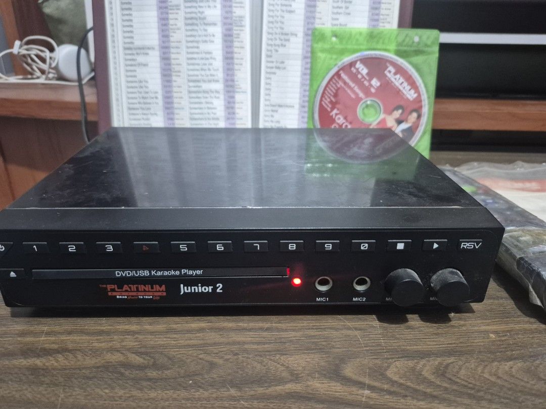 Platinum Junior 2 DVD/USB Karaoke Player with Disc, No microphone (Category: Blu-Ray & Media Players) located in Rodriguez. Submitted by madelynyeb91287 (Listing ID 1446403248, Image 2). Description: - Platinum Junior 2 Karaoke Player - Plays DVD and USB - Tested and confirmed working - Comes with songbook and remote control - Includes one song disc - Ideal for parties and family entertainment.