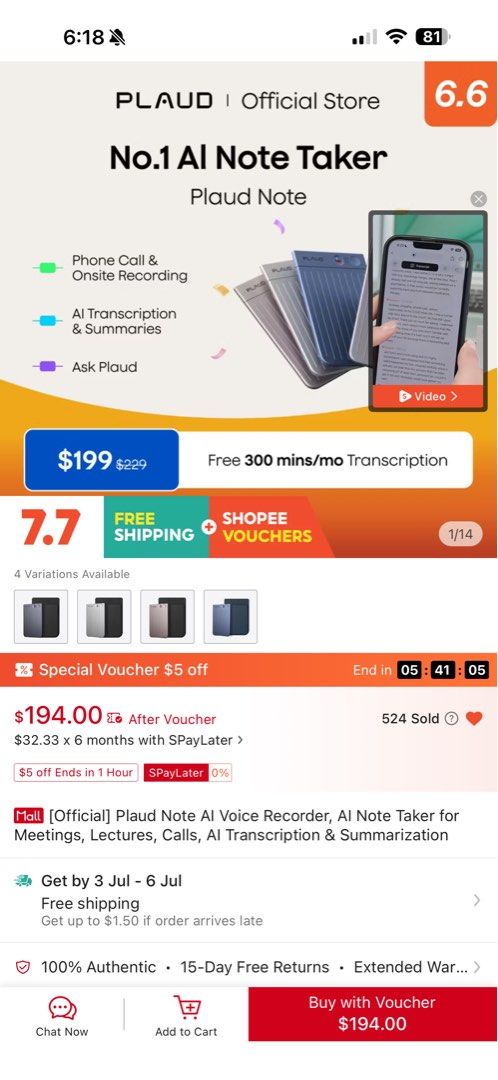 Plaud Note AI Voice Recorder & Note Taker494775540406046722