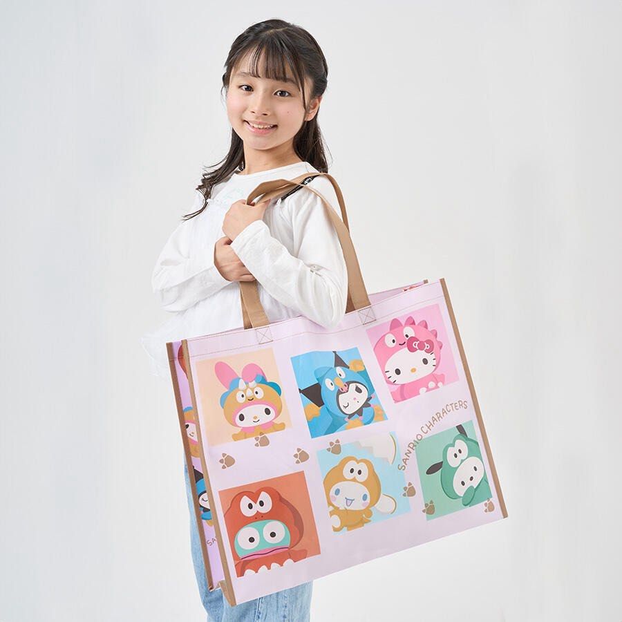 PLAYPOP Sanrio Dino Shopping Bag (Category: Tote Bags) located in Mandaluyong City. Submitted by pmlvsqz (Listing ID 1446465049, Image 3). Description: Toys“R”Us exclusive Sanrio character shopping bag. The bag features many cute Sanrio characters. The surface has been treated with a lamination process, making it easy to clean. Ideal for shopping and other uses. Dimensions (cm): 51 × 42 × 13 Perfect for Sanrio lovers/collectors..