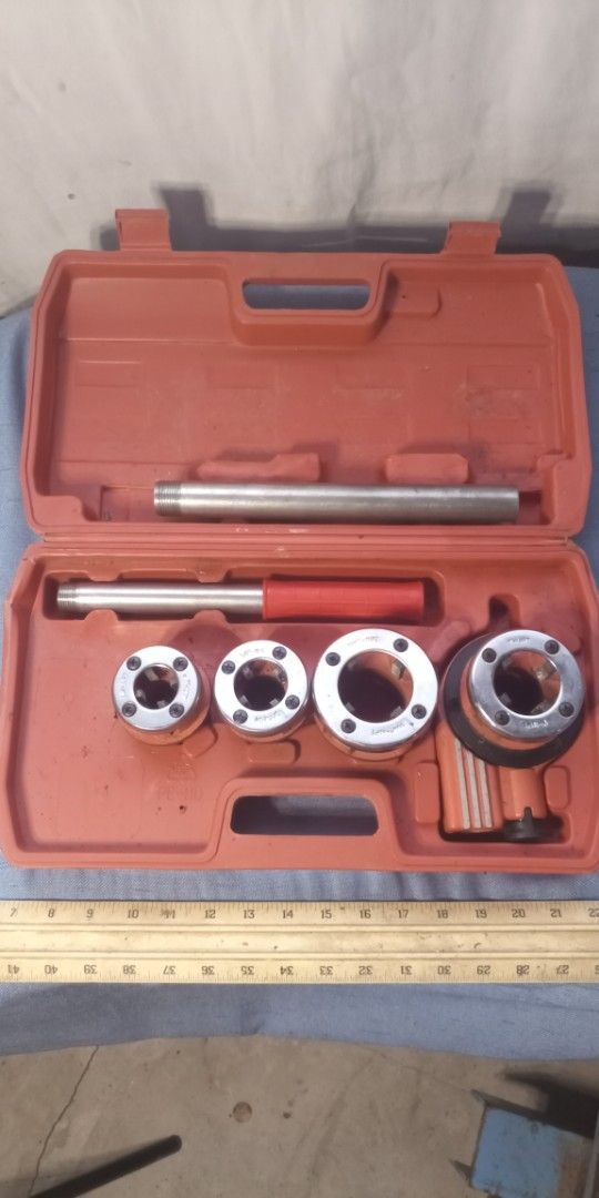 Pneumatic Air Tool Set with Pipe Threader and Calipers (Category: Construction Tools & Equipment) located in Dinalupihan. Submitted by garfield1977 (Listing ID 1446487767, Image 3). Description: - Set of pneumatic air tools - Includes: Impact wrench, air ratchet, grinder - Also includes: Pipe threader set, digital calipers - All tools come in a convenient case - Tools are in good working order - Ideal for mechanics and DIY projects.