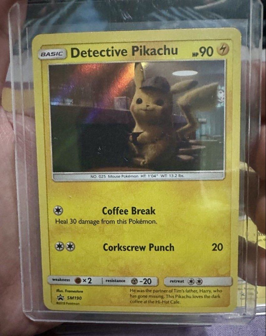 Pokemon Detective Pikachu Promo Cards (Category: Raw Singles) located in Quezon City. Submitted by dongilmore (Listing ID 1446437385, Image 2). Description: Detective Pikachu Promo Cards • 2 Pikachu SM190 (Black Star Promos) • 1 Jigglypuff (from the main set) *All recently pulled from sealed Detective Pikachu 2-card packs (given away at movie theaters from the premier). Pikachu - ₱850 each Jigglypuff - ₱200 (IF TAKE ALL, ₱1850).