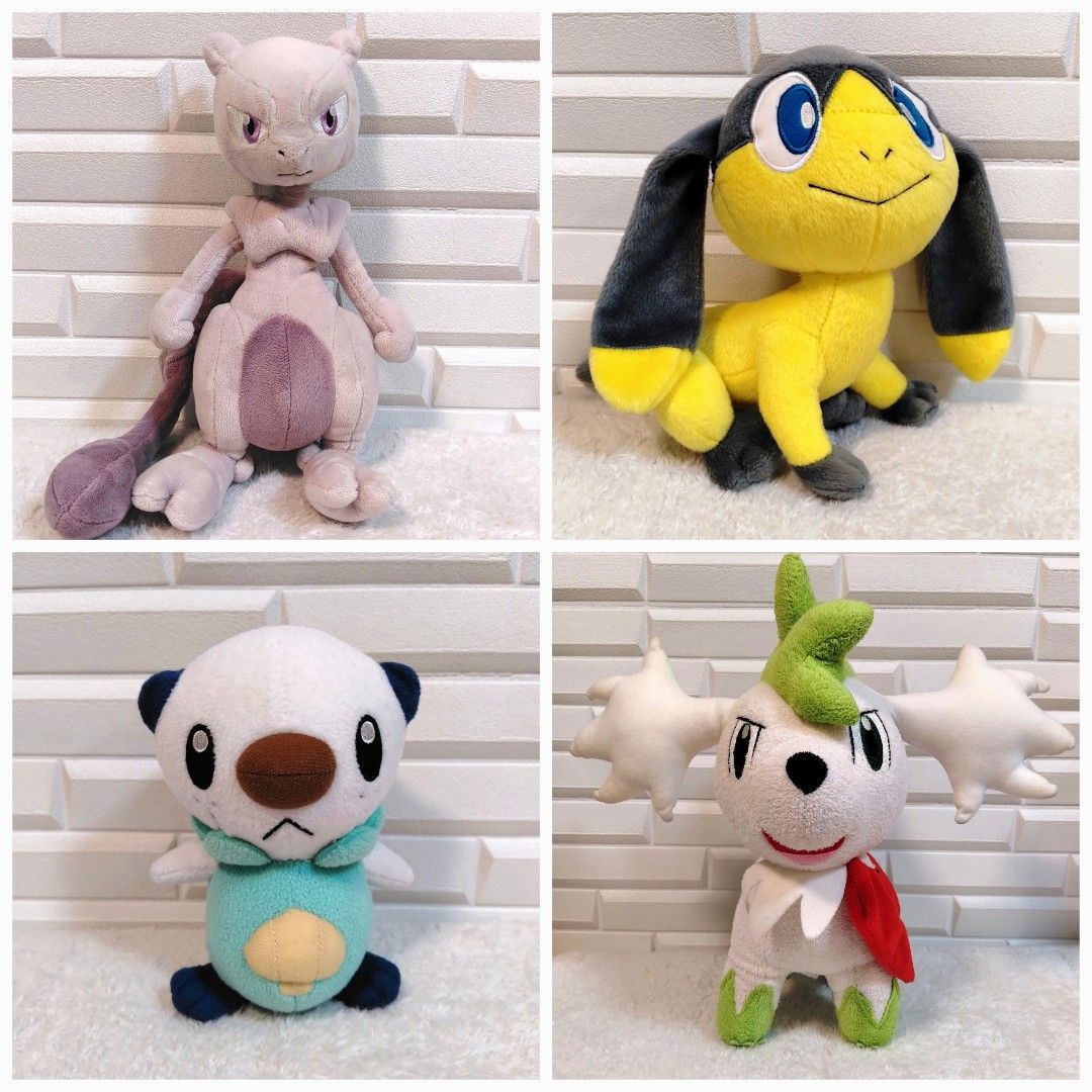 Pokemon Poket Monster Mewtwo, Takara Tomy Helioptile, Oshawott, Shaymin Sky Forme Plush Toys (Category: Toys & Games) located in Kuala Lumpur. Submitted by snugglebuddies (Listing ID 1446458640, Image 1). Description: 100% authentic plush toy. Mewtwo RM32 Helioptile RM25 Oshawott RM20 Shaymin RM25 Freshly washed - clean condition. Please review all photos carefully to assess condition before purchasing. Color may vary due to lighting. Please feel