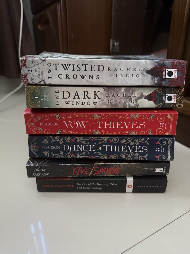 PRELOVED BOOKS FOR SALE (Category: Storybooks) located in Davao. Submitted by diva676767 (Listing ID 1446399119, Image 1). Description: PRELOVED BOOKS FOR SALE! Pricelist: • The Fall of the House of Usher - P250 • Five Survive - P250 SOLD Dance of Thieves duology - P800 (450 each if separate) SOLD The Shepherd King duology - P700 (400 each if separate) NO HAGGLING, THESE ARE THE LAST PRICES BECAUSE ALL THE BOOKS ARE IN ALMOST NEW CONDITION.