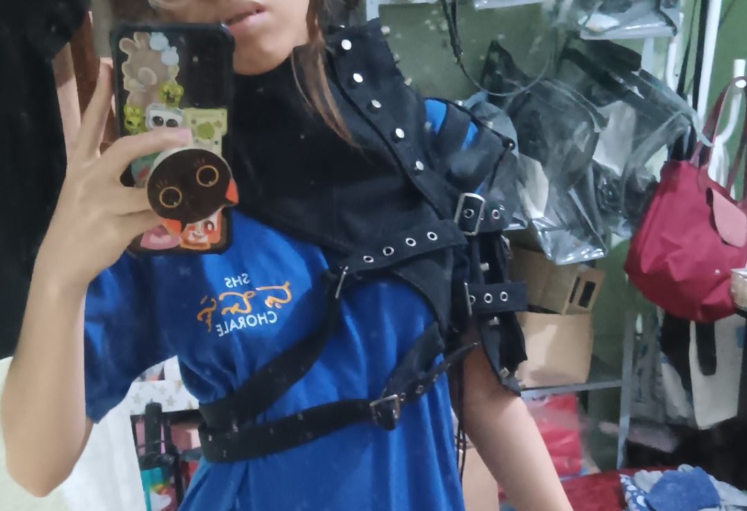 Punk Shoulder Harness (Category: Coats, Jackets and Outerwear) located in Quezon City. Submitted by piptea (Listing ID 1446519466, Image 3). Description: - black shoulder harness - materials feels like jeans adjustable straps with buckles and has some metals studs - good for alt wardrobes/ cosplay /techwear - no exact size listed but fits XS and M guessing by the harnesses - kinda tight tho - negotiable rfs: was passed to me but i dont really see