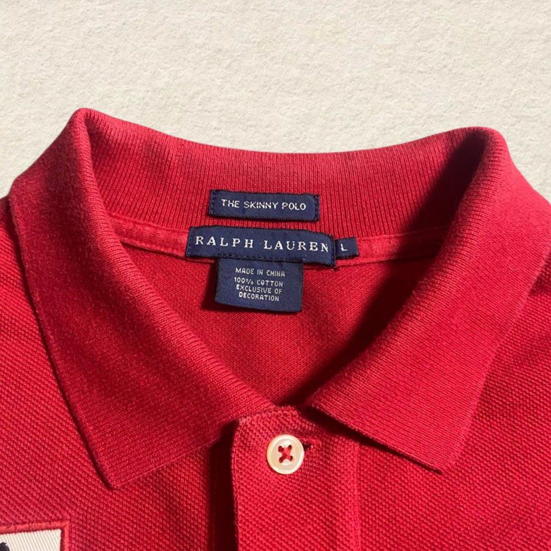 Ralph Lauren Korea in Red (Category: Shirts) located in Manila. Submitted by horiee (Listing ID 1446527364, Image 3). Description: issues | flaws : none 🌸 measurent : 19 x 26 📏 color rate : 10 / 10 🎨 mop : paymaya location : las piñas 📌 courier : jnt / lalamove / lbc 🚚.