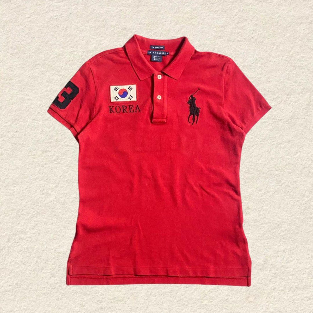 Ralph Lauren Korea in Red (Category: Shirts) located in Manila. Submitted by horiee (Listing ID 1446527364, Image 1). Description: issues | flaws : none 🌸 measurent : 19 x 26 📏 color rate : 10 / 10 🎨 mop : paymaya location : las piñas 📌 courier : jnt / lalamove / lbc 🚚.