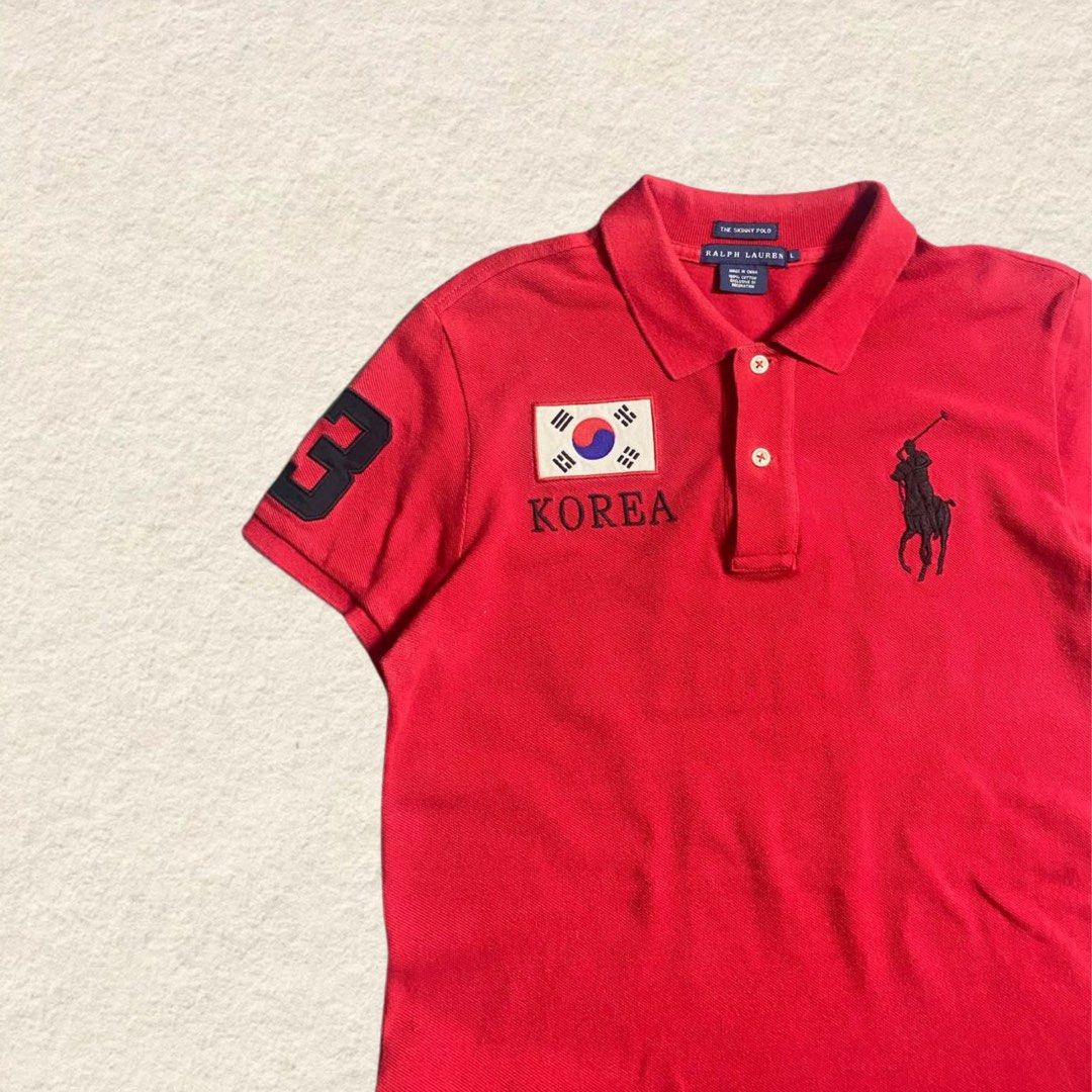 Ralph Lauren Korea in Red (Category: Shirts) located in Manila. Submitted by horiee (Listing ID 1446527364, Image 2). Description: issues | flaws : none 🌸 measurent : 19 x 26 📏 color rate : 10 / 10 🎨 mop : paymaya location : las piñas 📌 courier : jnt / lalamove / lbc 🚚.