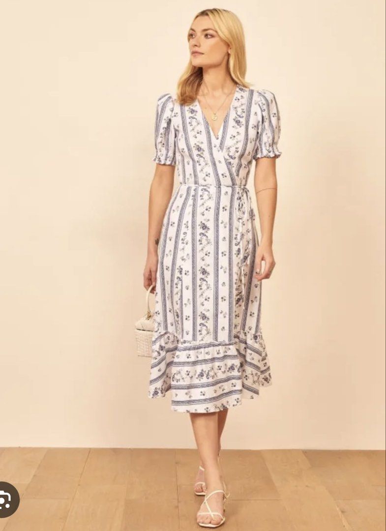 Reformation Veronika Dress (Category: Dresses) located in Makati City. Submitted by bibas.corner (Listing ID 1446521642, Image 1). Description: - 100% Linen fabric - White and Blue floral print - Short puff sleeves - Ruffled hem - Side ties for a custom fit - Ideal for daytime events or casual outings - Comfortable and stylish.