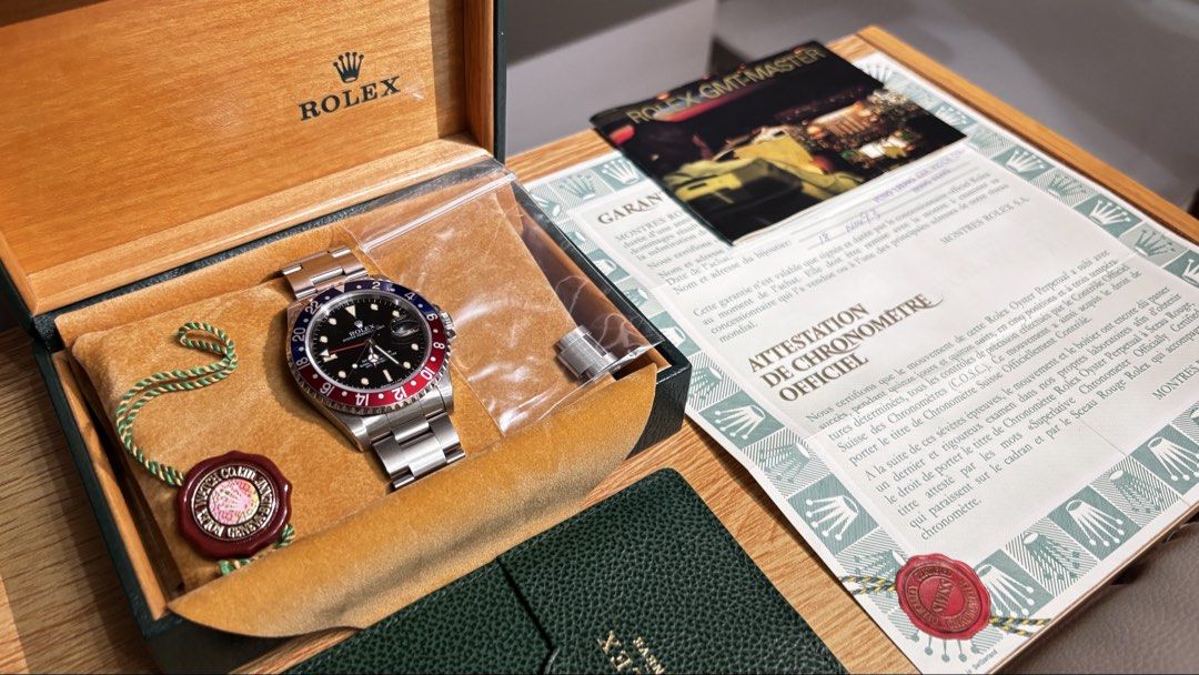 Rolex GMT-Master Pepsi Watch (Category: Luxury Watches) located in Quezon City. Submitted by idncb (Listing ID 1446457296, Image 2). Description: - Rolex GMT-Master watch - Iconic Pepsi bezel - Comes with original box and papers - Includes extra links - A classic timepiece for collectors Open for any Authentication.