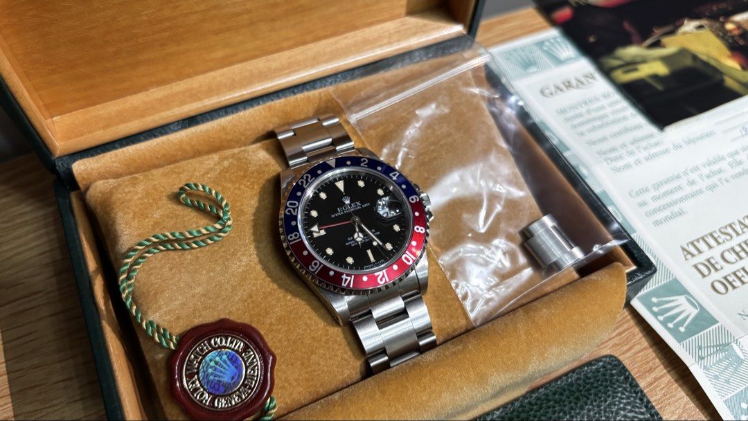 Rolex GMT-Master Pepsi Watch (Category: Luxury Watches) located in Quezon City. Submitted by idncb (Listing ID 1446457296, Image 1). Description: - Rolex GMT-Master watch - Iconic Pepsi bezel - Comes with original box and papers - Includes extra links - A classic timepiece for collectors Open for any Authentication.