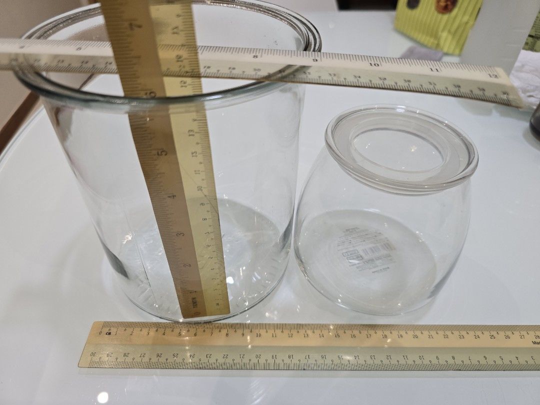 Set of 2 Clear Glass Storage Jars with Lids