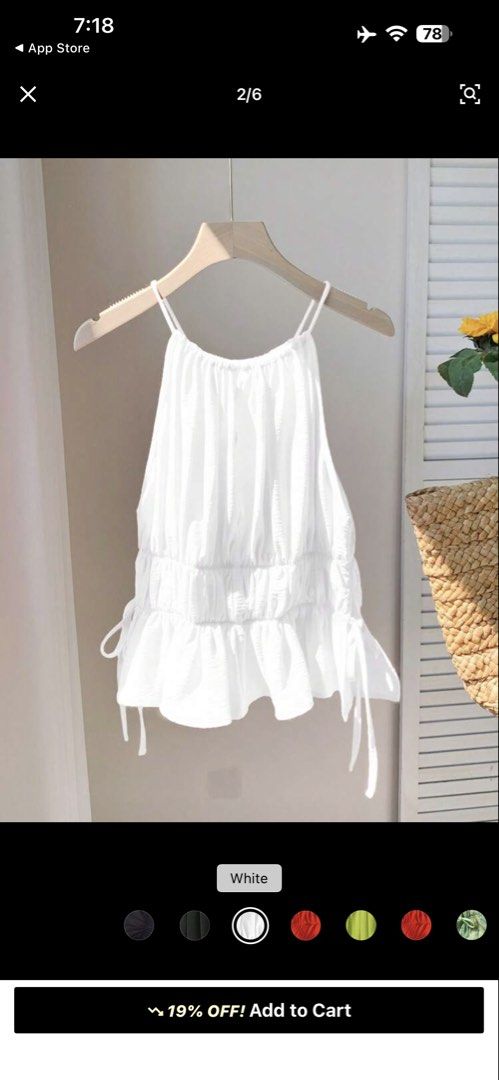 SHEIN White Ruched Halter Neck Top with Tie Sides (Category: Sleeveless) located in Pasig City. Submitted by jrglt (Listing ID 1446463270, Image 2). Description: used once for NYE celeb :).