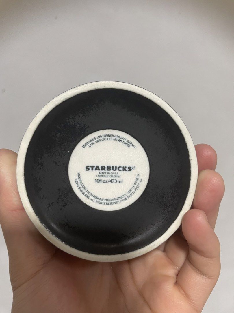 Starbucks White and Black Ceramic Mug 16oz494448723803525121