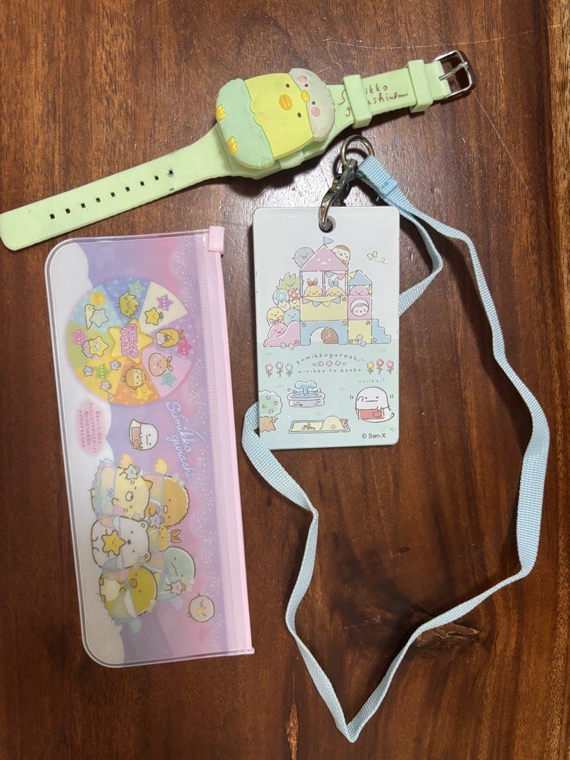 Sumikko Gurashi freebies-see conditions below (Category: Stationery & School Supplies) located in Calamba. Submitted by cur8d (Listing ID 1446374338, Image 2). Description: free 1 sumikko gurashi item for every 200 pesos purchase of any Sumikko Gurashi item 1. Wrist watch- not working but can be a bracelet instead 2. Pencil case 3. RFID / beep card holder 4. pencil topper.