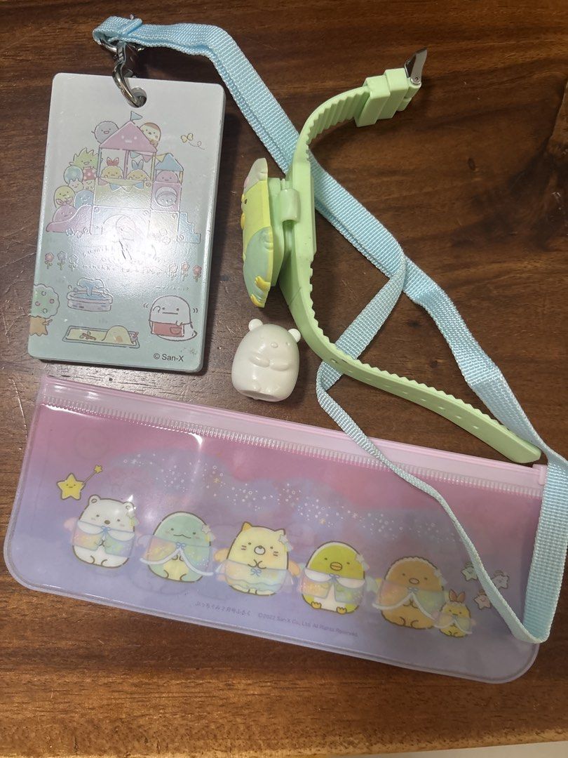 Sumikko Gurashi freebies-see conditions below (Category: Stationery & School Supplies) located in Calamba. Submitted by cur8d (Listing ID 1446374338, Image 1). Description: free 1 sumikko gurashi item for every 200 pesos purchase of any Sumikko Gurashi item 1. Wrist watch- not working but can be a bracelet instead 2. Pencil case 3. RFID / beep card holder 4. pencil topper.