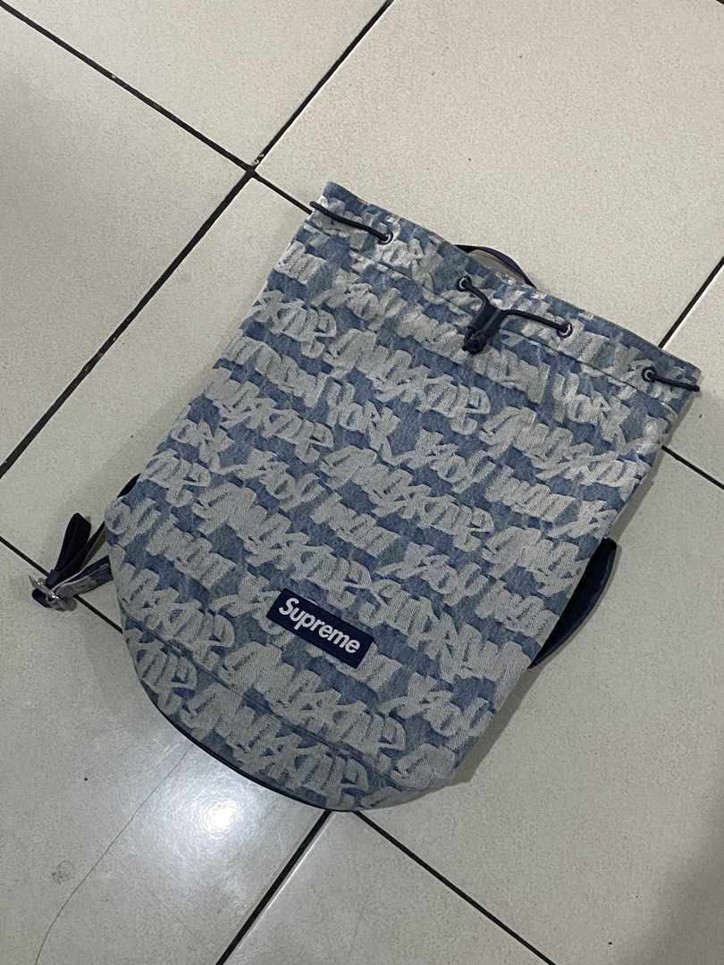 Supreme All Over Print Denim Backpack Bag (Category: Backpacks) located in Manila. Submitted by banayadwhizskii (Listing ID 1446374797, Image 1). Description: SUPREME BACKPACK SS20 2 WAYS BAG (BACKPACK/DUFFLE) DENIM OVERALL NEGOTIABLE PRICE 📩 EXCELLENT CONDITION! AUTHENTIC.