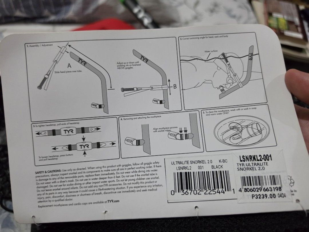 Tyr Snorkel (Category: Water Sports) located in Paranaque City. Submitted by krisfuentes (Listing ID 1442198418, Image 3). Description: original price: 3200 (see pics) last price: 1250.