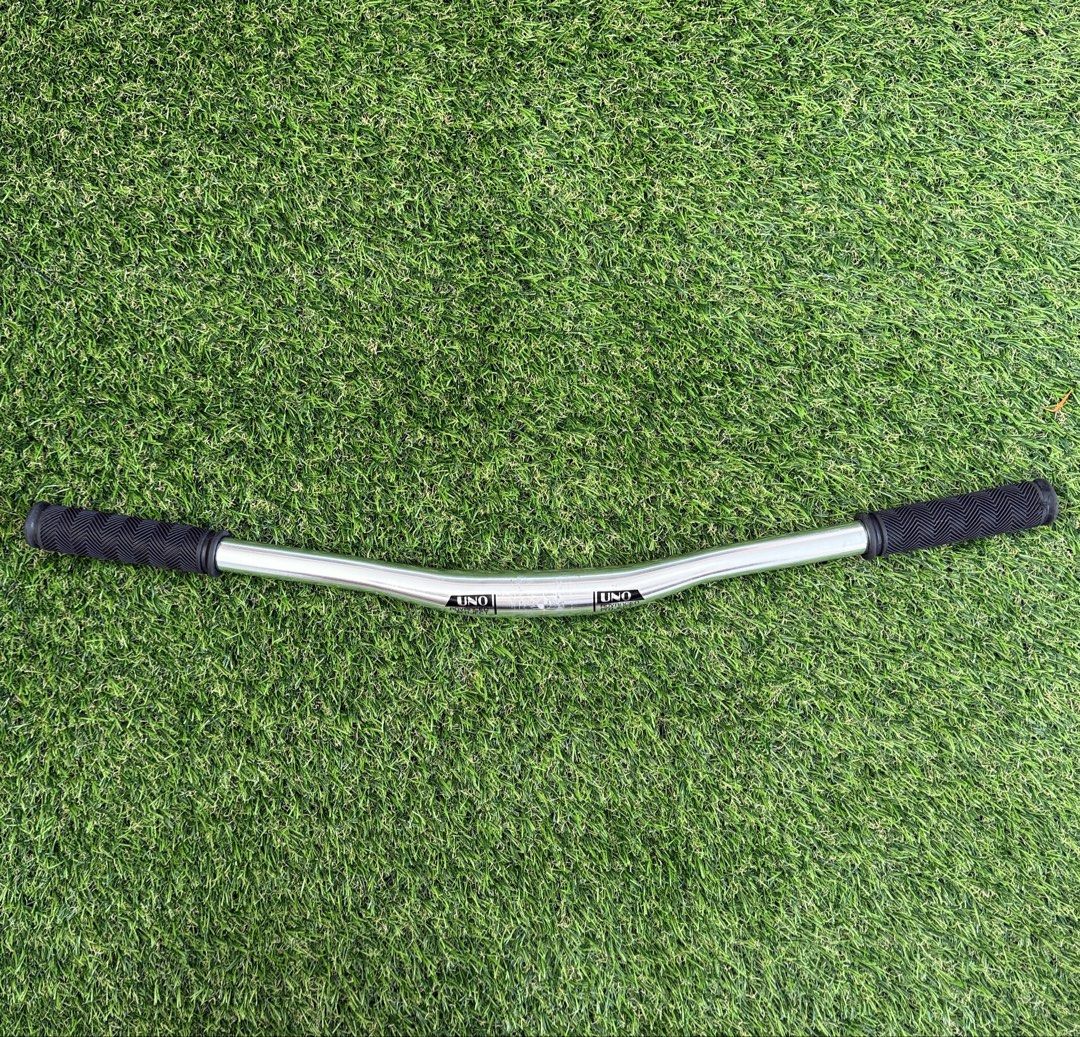 Uno Riser Bar (Category: Parts & Accessories) located in Singapore. Submitted by tianbikes.sg (Listing ID 1446352090, Image 1). Description: Uno Riser Bar for fixie/track! Good condition, minimal clamp marks, will be covered once stem installed. Comes with grips. Looking for $30.