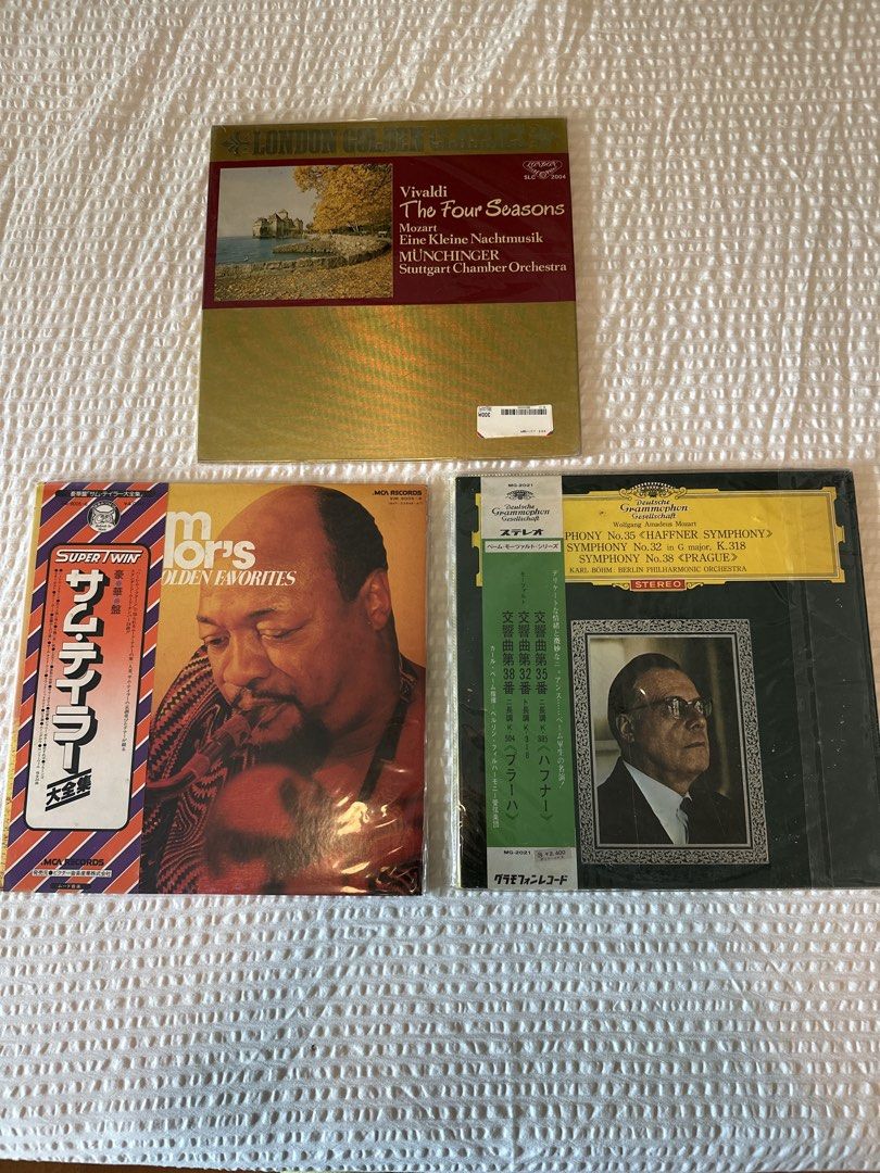 Vivaldi, Mozart, Sam Taylor Vinyl Records Bundle (Category: Vinyls) located in Manila. Submitted by el_decluttering (Listing ID 1446418349, Image 1). Description: 3 classic vinyl records 1000 per pc - Includes Vivaldi's "The Four Seasons" (conducted by Münchinger) - Features Mozart's "Serenades" - Also includes Sam Taylor's "Golden Favorites" - Perfect collection for any music enthusiast - Records are in their original sleeves Location: MAKATI.