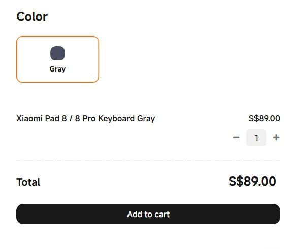 Xiaomi Pad 8 / 8 Pro Keyboard Gray494628028978319361