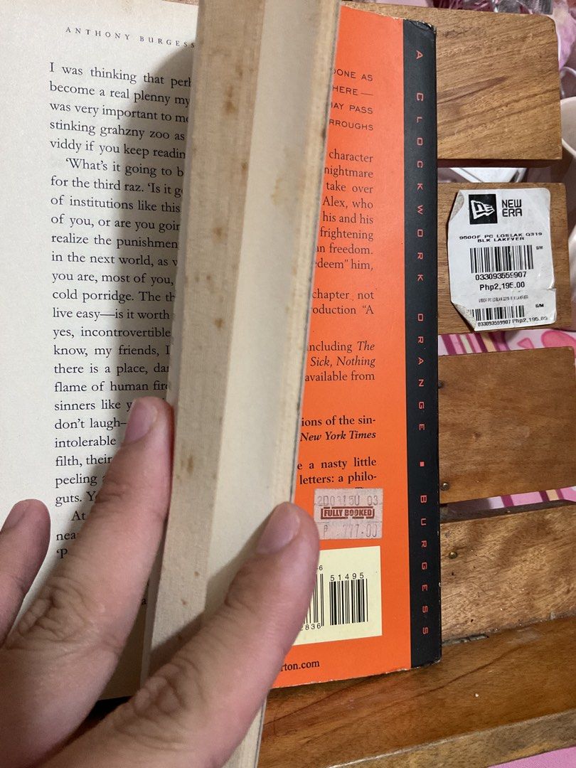 A Clockwork Orange by Anthony Burgess Paperback (Category: Storybooks) located in Manila. Submitted by pau1908 (Listing ID 1446627099, Image 3). Description: - Classic dystopian novel - Explores themes of free will and societal control - Includes introduction by the author - Published by W.W. Norton & Company - Perfect for fans of thought-provoking literature - Tanning pages.