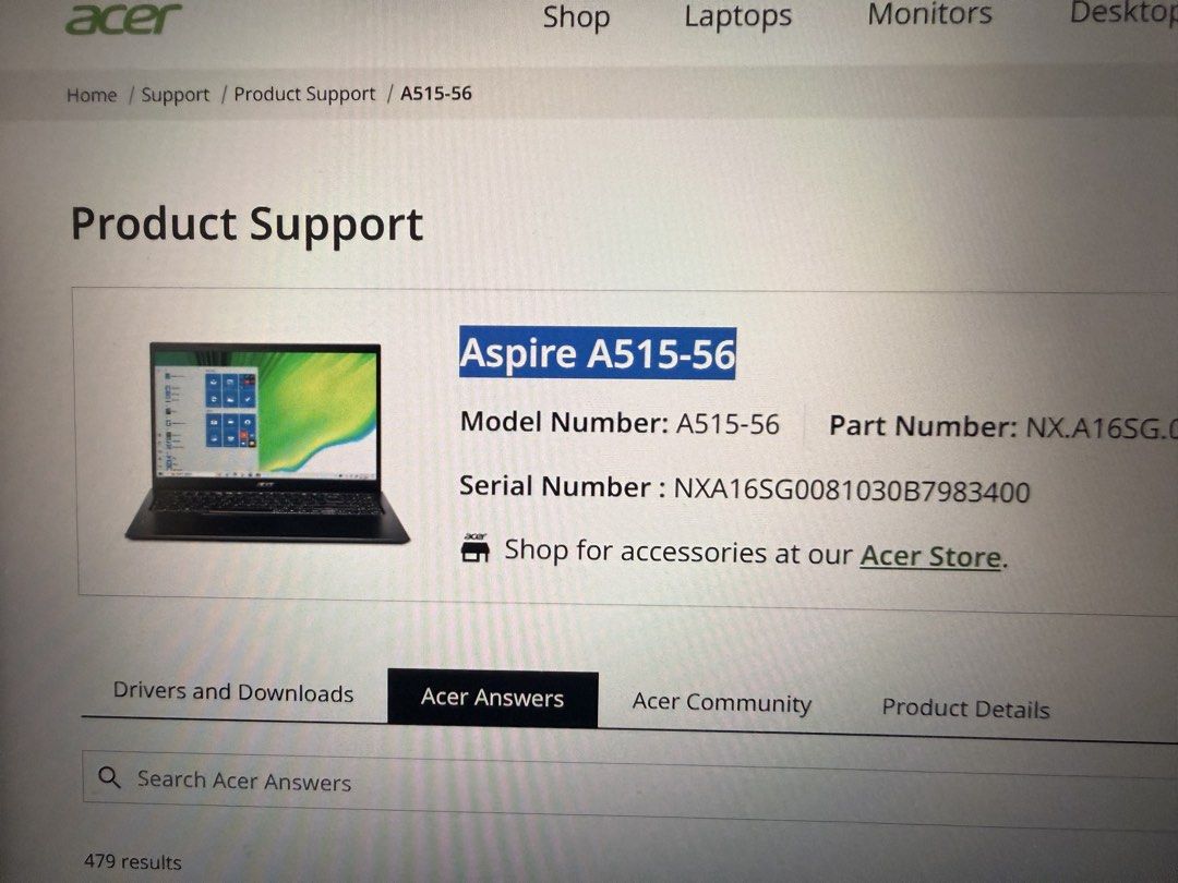 Acer Aspire A515-56 Laptop495714234364733442